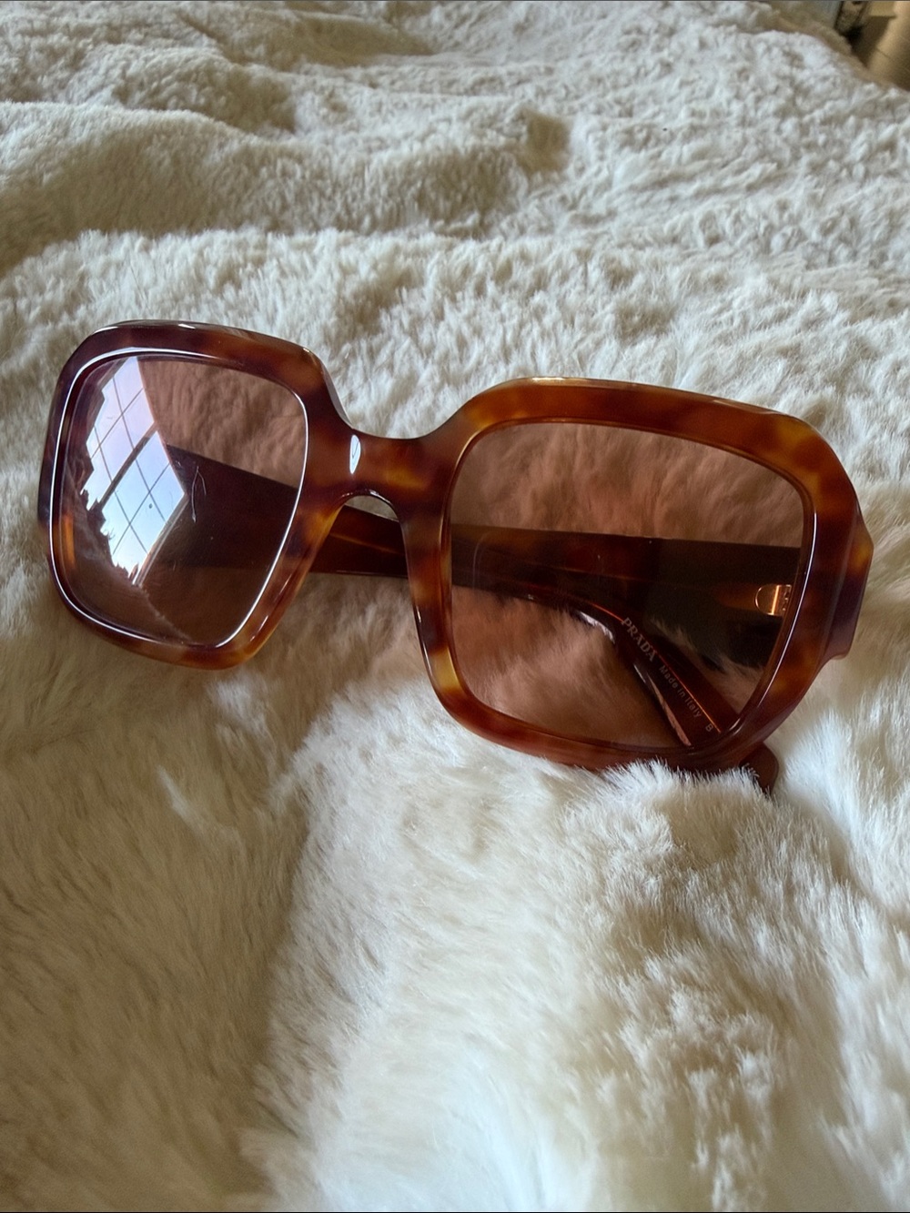 Prada Oversized Tortoiseshell Brown Square Sunglasses